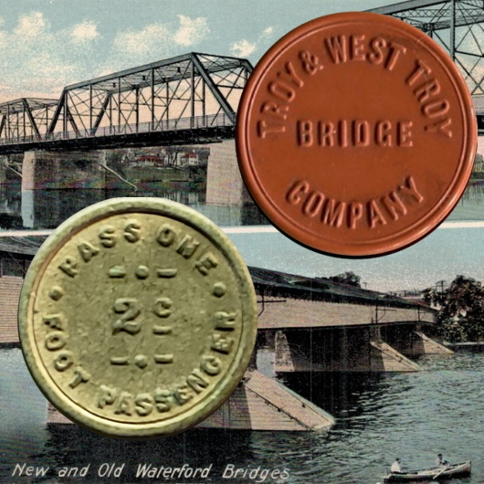 19th Century Bridge Toll Tokens of Central New York State - Cohoes, Troy and Waterford.