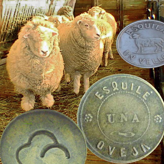 "Fichas y Latas de Esquila" - Shearing Tokens and Cans
